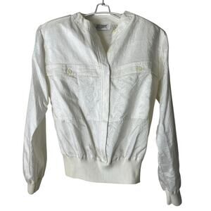 Vintage Josephine Ivory Windbreaker Semi cropped With Shoulder Pads Size Small